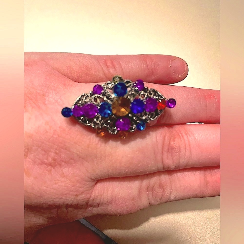 Multicolore Ring with crystal Rhinestones (adjustable ring)